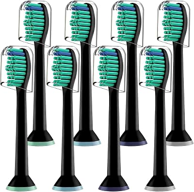 Derffin Replacement Brush Heads for Philips Sonicare HX6014 8 Pack Black