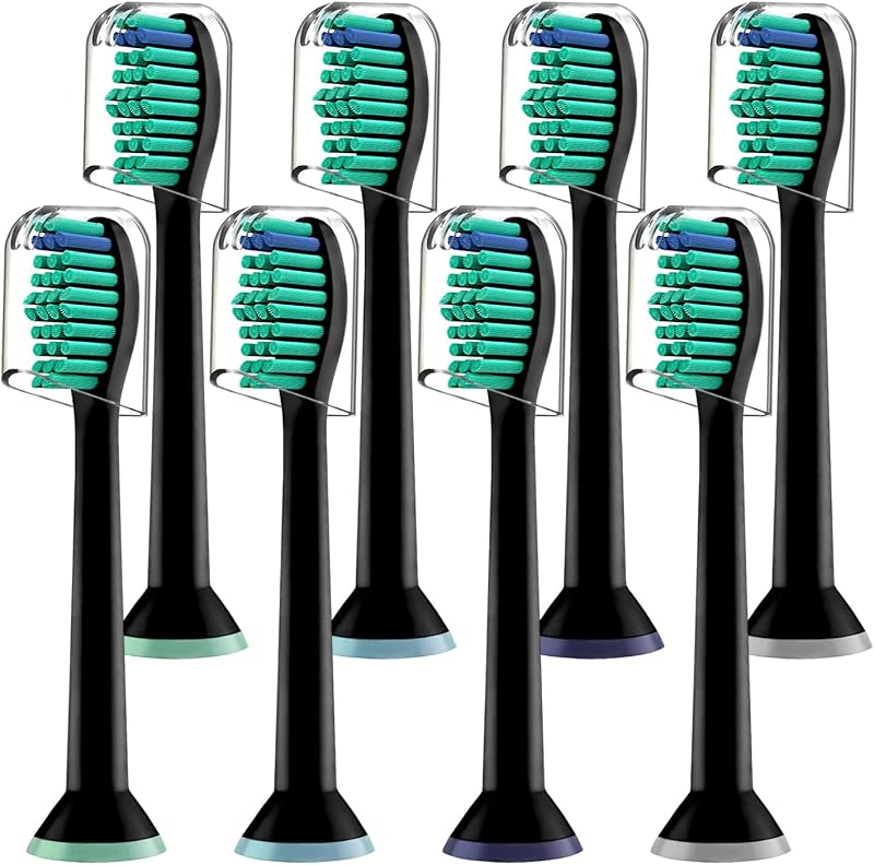 Derffin Replacement Brush Heads for Philips Sonicare HX6014 8 Pack Black