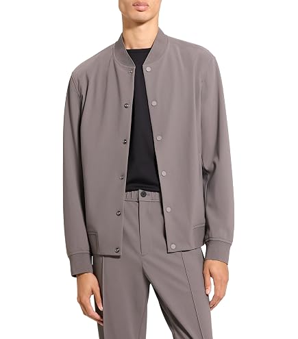 Theory Stand Collar Zip Jacket in Precision Ponte, Baltic, S at