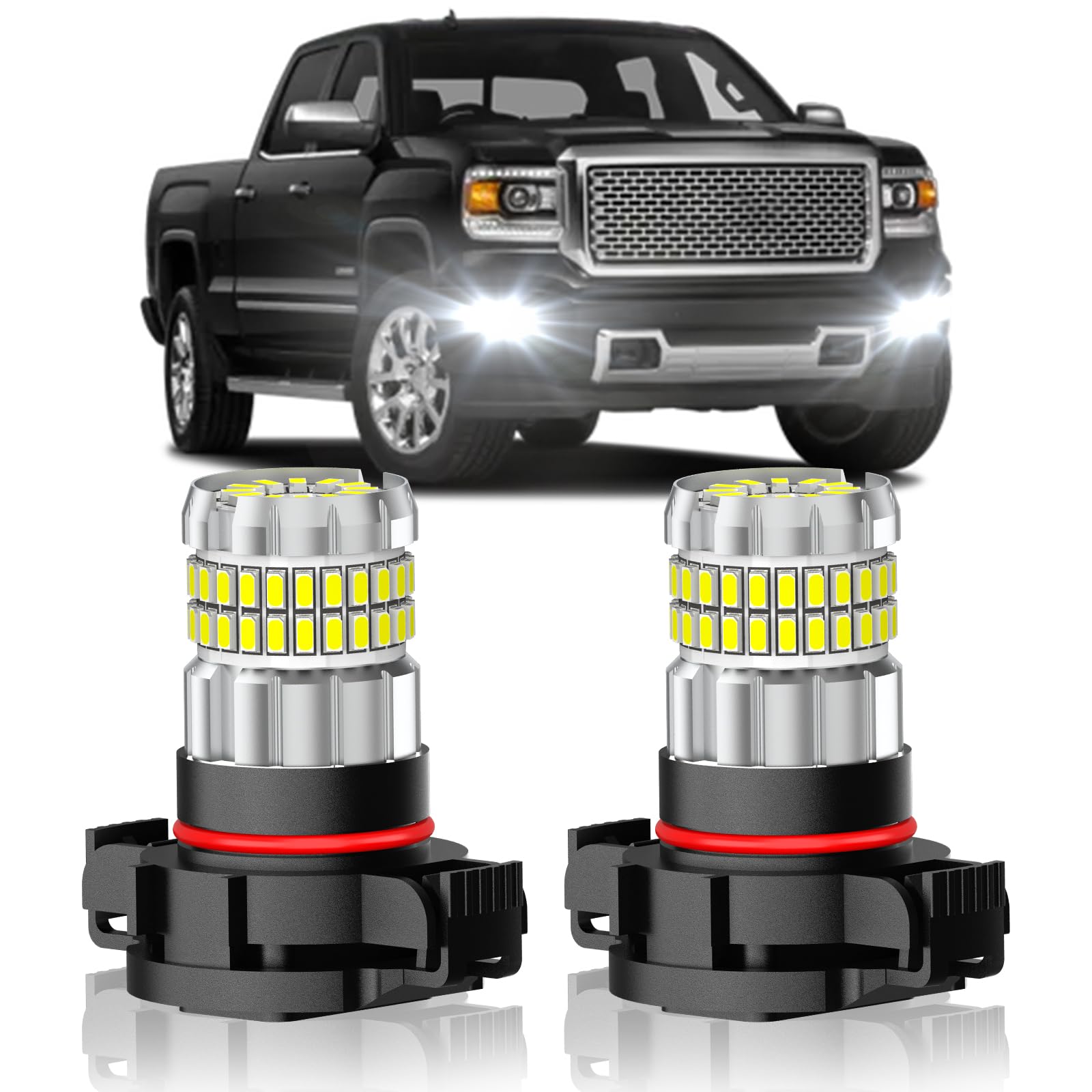 Photo 1 of SENROBO Fit for GMC Sierra 1500 2500 3500 2007-2015 Fog Light Bulbs or DRL, 13000LM Super Bright 360° Illumination 5202/H16 Fog Lights, 6000K Cool White Upgraded 4014 Chips Fog Lamp, Pack of 2