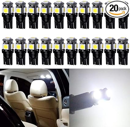 2 x Pure White T10 5630 5smd LED Wedge Interior Light Bulb W5W 194 168 2825 158