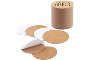 ANPUIMULT 60 PCS self Adhesive Cork for Coasters Bulk,4 inch Coaster Bottoms self Adhesive,Round Coaster Backing with self Adhesive,DIY Crafts Thin Drinks Cork Coasters