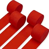 PartyWoo Red Crepe Paper Streamers 4pcs 328 FT Red Streamers | Wedding Birthday &amp; Baby Shower Graduation Bridal Shower Anniversary Engagement Retirement Party Decorations