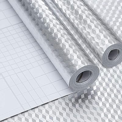 NEUSID Kitchen Oil Proof Sticker 2 Rolls 40cm x 4m Aluminum Foil Wall Covering