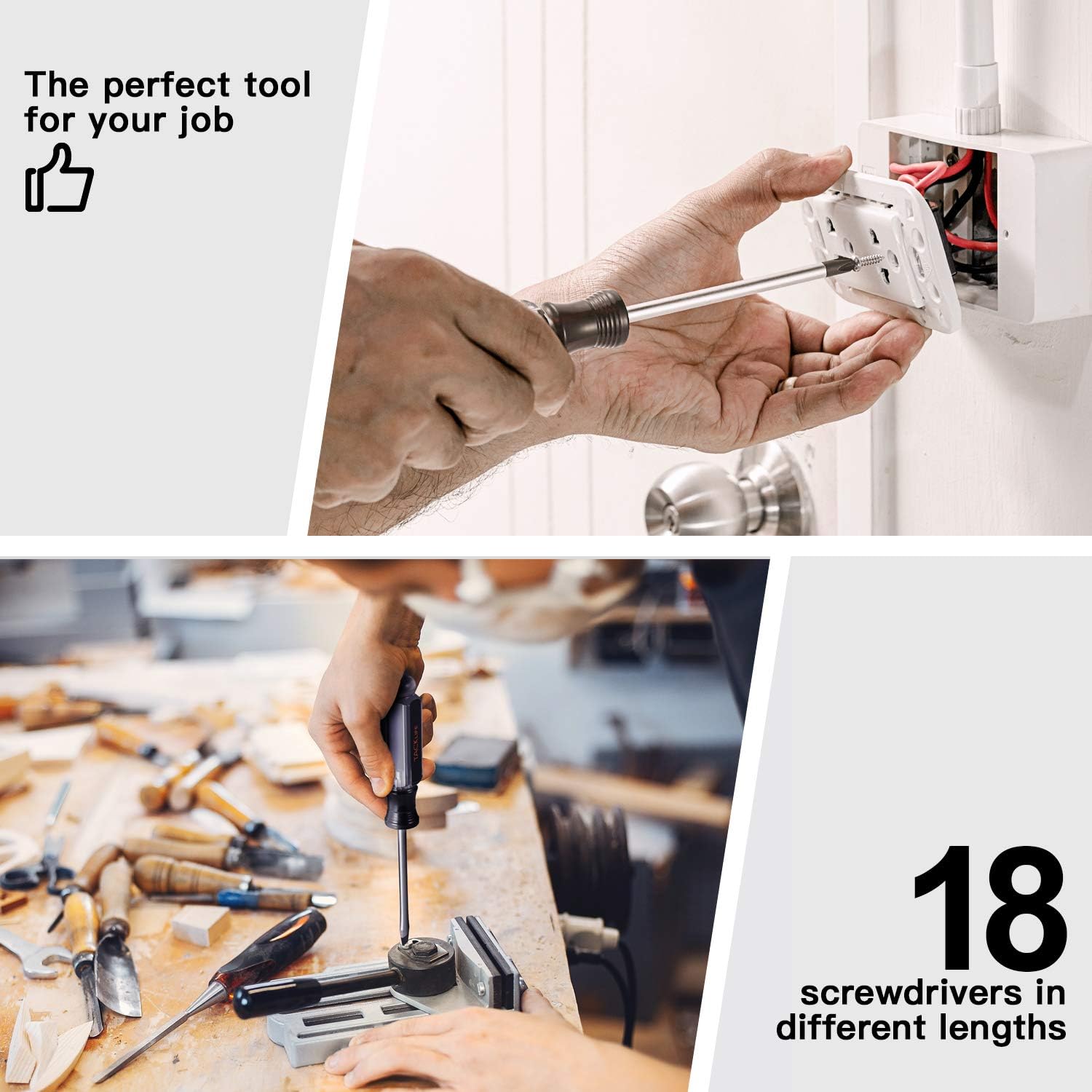 TACKLIFE Screwdriver Set,18pcs Magnetic Slotted/Phillips Screwdrivers and Acetate Hard Grip Handle Screwdriver with Case-HSS7A: Home Improvement