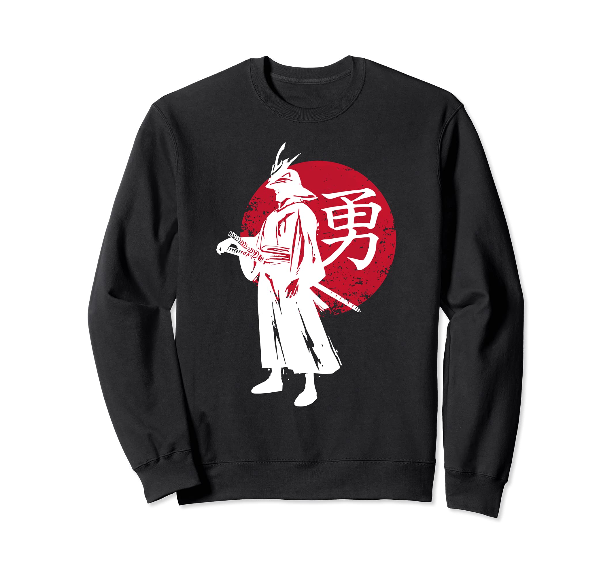Japanese Samurai In Helmet Rising Sun Japan Calligraphy Sweatshirt