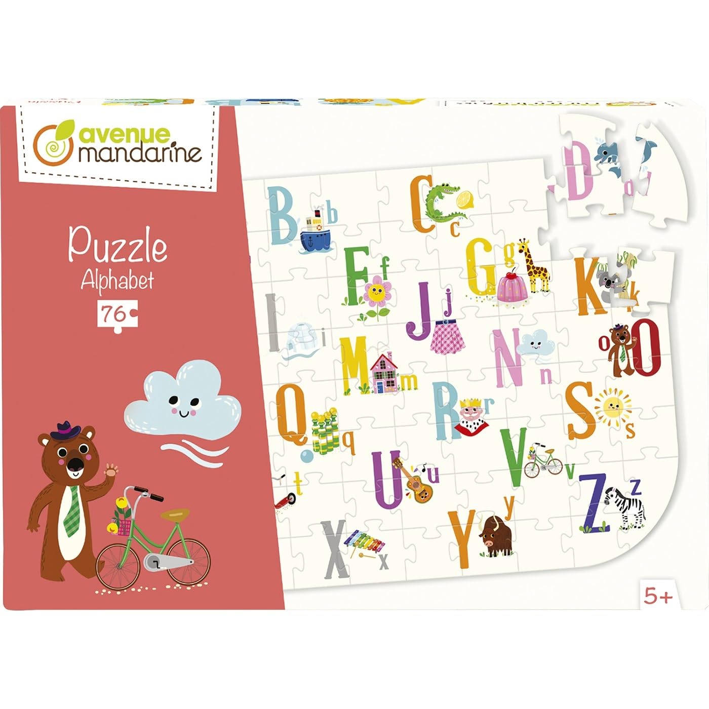 Avenue Mandarine PU020C - An Educational Puzzle with 76 pieces - From 5 years - Alphabet Learning Theme- Children's Creative and Leisure Activity - DIY