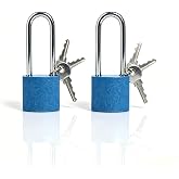 XFJSAK 2 Pcs Small Keyed Padlocks, Long Locker Lock, Locks with Keys 32mm, Blue, Compact, Hardened Alloy, Securing Luggage, Gym Lockers