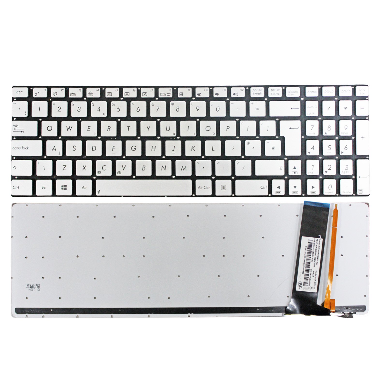 Gintai Keyboard UK Layout for Asus N550 N550JA N550JK N550JV N550JX N550LF, Q550 Q550JA Q550JK Q550JV Q550JX Q550LF, R552 R552JA R552JK R552JV R552JX R552LF Backlit Keyboard Laptop (Silver)
