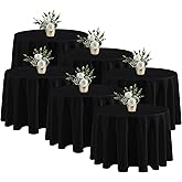 Fitable 6 Pack Black Round Tablecloths - 120 Inches in Diameter - Stain Resistant and Washable Table Clothes, Polyester Fabric Table Covers for Wedding, Party, Banquet, Formal Events