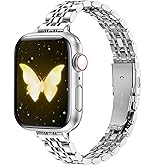 SIBOYL Slim Stainless Steel Band fits Apple Watch Bands for Women 41mm 40mm 38mm 42mm(Series 11 10), Dressy iWatch Bands, Metal Designer Strap for Apple Watch 11 10 Band Series SE 9 8 7 6 5 4-1-Silver