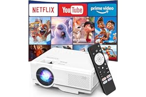 【Netflix Officially】NISOO Smart Projector with WiFi and Bluetooth, Mini Movie Projector with Apps Built-in, 1080P Outdoor Projector for Phone/PC/HDMI/USB, Two-way Bluetooth, 50% Zoom