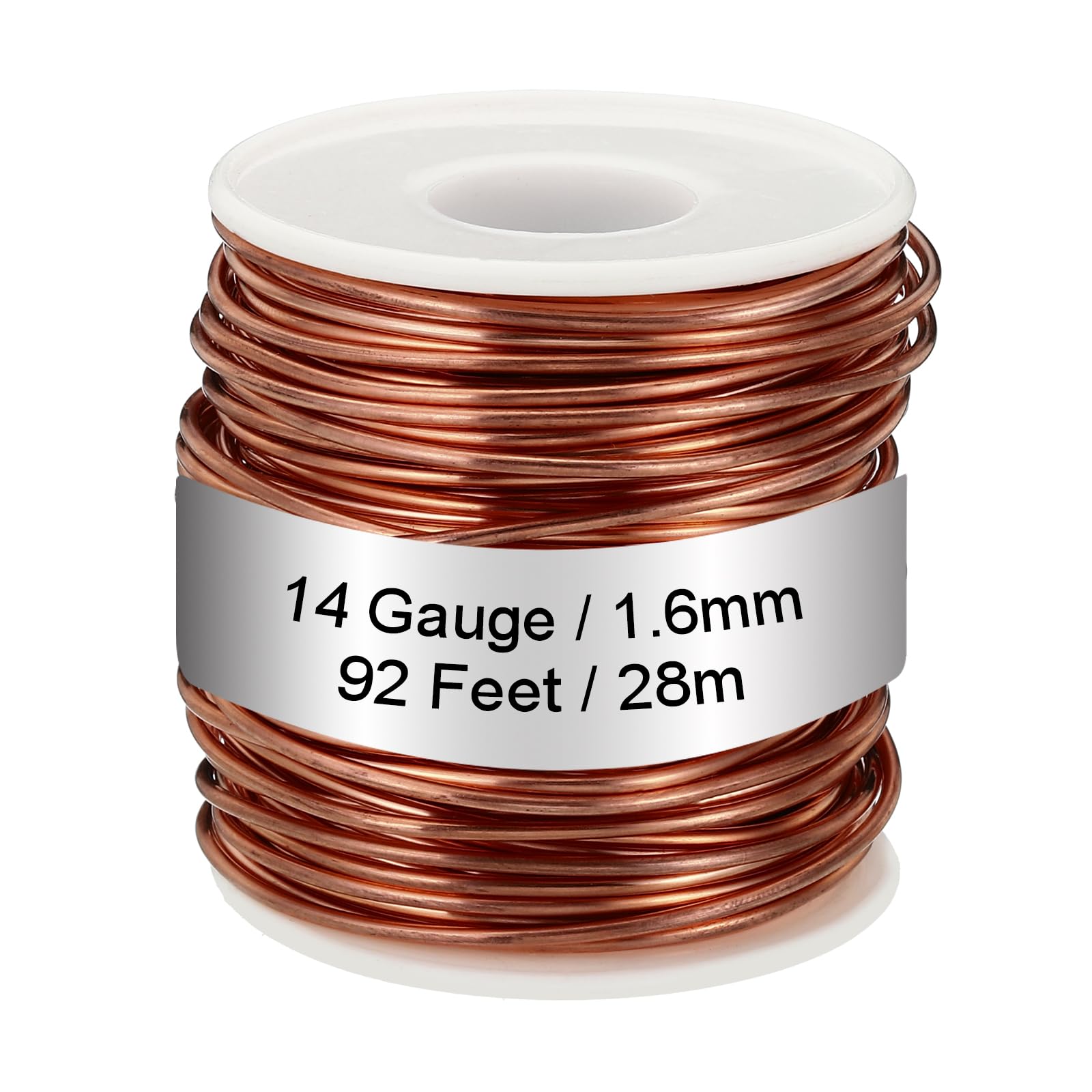 PATIKIL 99.9% Soft Copper Wire, 14 Gauge/1.6mm Diameter 92 Feet/28m 1.1 Pound Spool Pure Copper Wire for Jewelry Making Beading Garden Plants