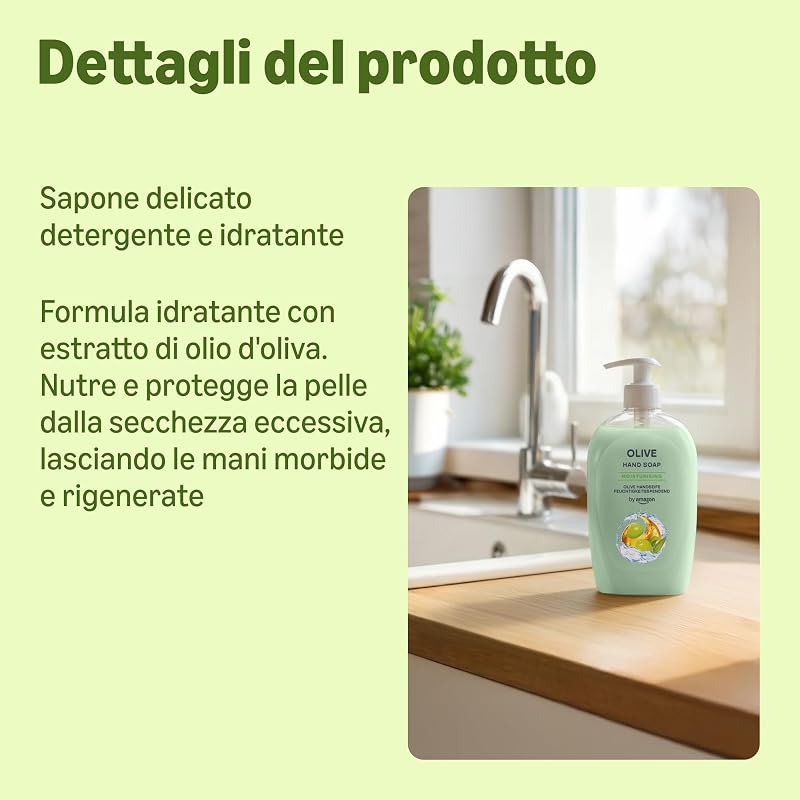 , Sapone per le mani all’oliva, 4 x 500 ml