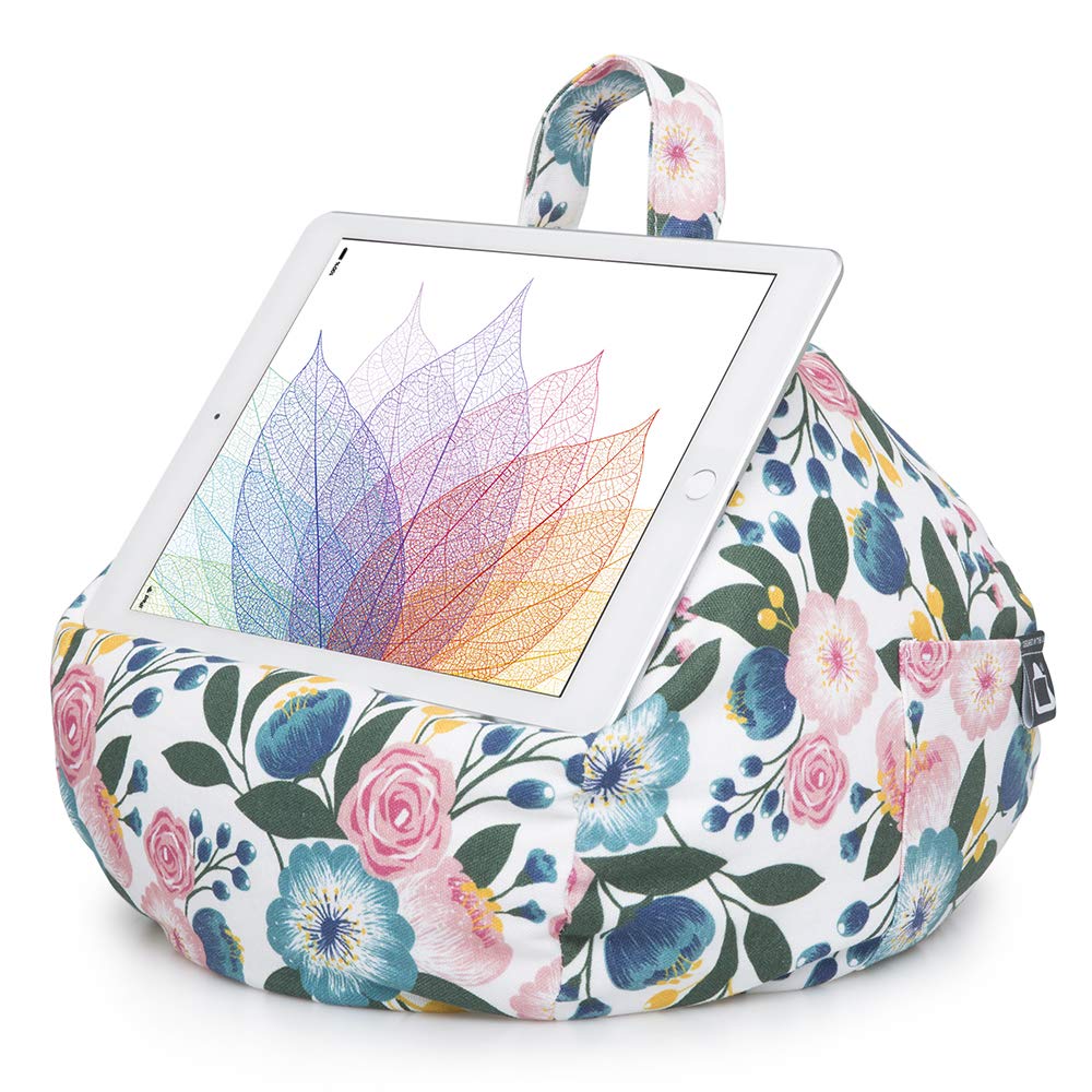 iBeani iPad & Tablet Stand / Bean Bag Cushion Holder for All Devices / Any Angle on Any Surface - Floral Plum — image 1