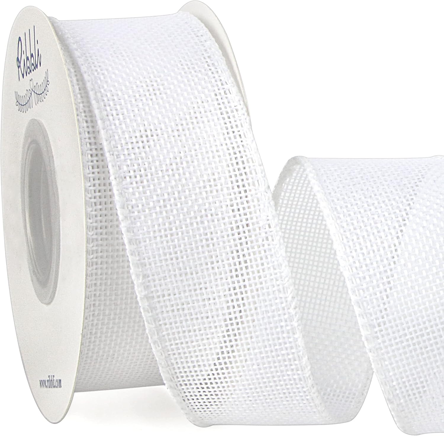 Bows & Ribbons - Ribbli White Burlap Wired Ribbon,1-1/2 Inch x 10 Yard,Cross Royal Burlap Wired Edge Ribbon for Big Bow,Wreath,Tree Decoration,Outdoor Decoration