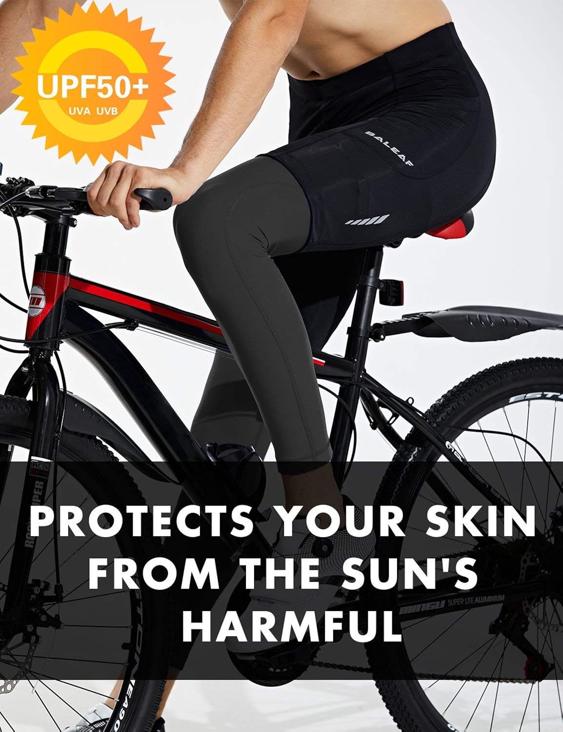 BALEAF Cycling Leg Warmer for Men Knee Full Sleeve Compression UV Protection: Clothing