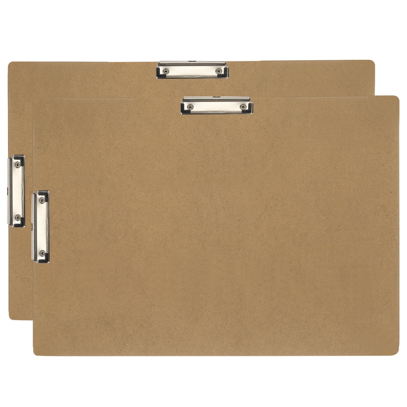 PATIKIL 24.8" x 17.7" Horizontal Clipboard, 2 Pcs Extra Large Landscape Layout Hardboard with Low Profile Clip, Paper Legal Size Board for Lap, Drawing, Sketching, Office,Brown