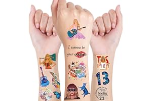 AIRNOGO Temporary Tattoos 54 Concert Party Tattoos, Adult Teens Kids Girl Boy Tattoos, Music Fan Parties Birthday Decorations, Cute Party Supplies, Body Arm Face Fake Tattoos, Cool Gifts for Music Lovers