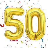 50 Balloon Number 40 Inch Gold Giant Number Balloons 50th Anniversary Balloons 50th Birthday Balloons 50th Birthday Decorations for Her 50th Anniversary Balloons 50 Years Old Number Balloon Decoration