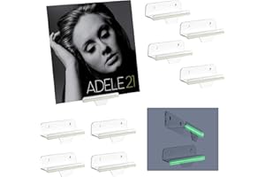 TERDEWE Glow in the dark vinyl holder wall 4 inch（10 Pack ） Clear Vinyl Record Shelf Wall Mount,vinyl Record holder with fluorescent strip,Clear Album Holder for Vinyl Record DVD Photo Picture Makeup