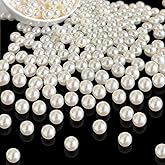 Euddty 400PCS Ivory 8mm Faux Pearl Beads for Craft No Hole Pearls for Vase Fillers, Makeup Beads for Brushes, Wedding Decorations