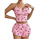 Avidlove Cami Short Set for Women Sexy 2 Piece PJ Sets Ribbed Lingerie Sleepwear Set Cute Nightwear with Bow