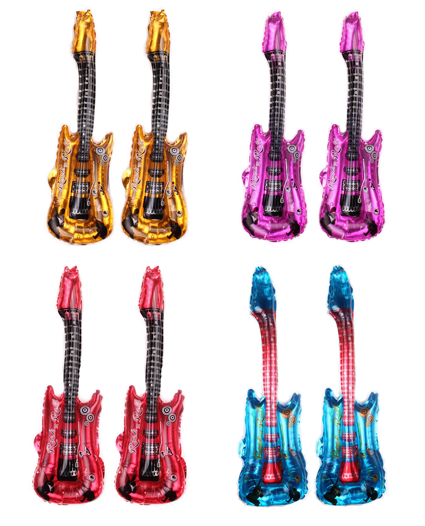 8 Pieces Giant Guitar Aluminium Foil Balloon Rock Star Balloon Set Waterproof Party Props Guitars for Musical Instrument Theme Karaoke Festival Concert Carnival Rock and Roll Party