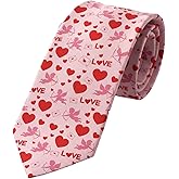 WOAIDY Men's Valentine’s Day Novelty Necktie, Romantic Holiday Gift for Him