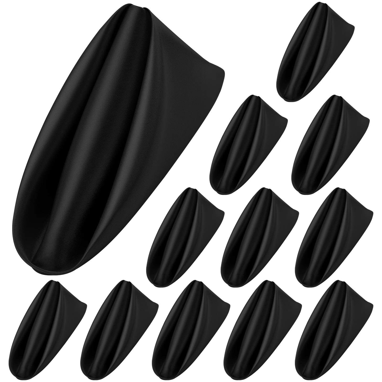 Photo 1 of ANECO 12 Pieces Satin Napkins Soft Dinner Napkins Square Table Napkins 17 x 17 Inches for Restaurant Weddings Party Dinner Decoration (Black)