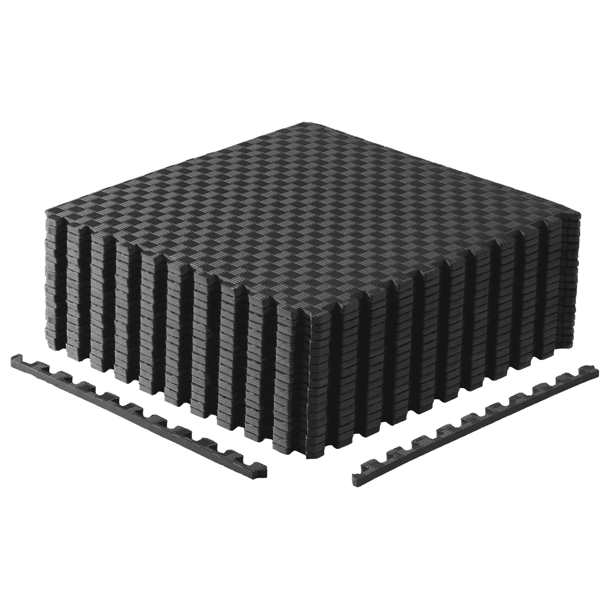 CAP Barbell 1/2-Inch Interlocking EVA Foam Exercise Puzzle Mat Home Gym Flooring - 3 Pack | 24" x 24" x 1/2" | Tatami Pattern - Black Image
