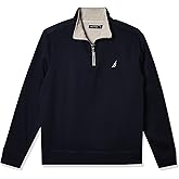 NAUTICA mens Solid 1/4 Zip Fleece Sweatshirt