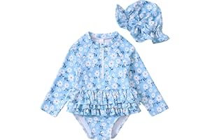 sweetabby Newborn Baby Girl Swimsuit Toddler Bathing Suit One Piece Ruffle Short Sleeve Baby Swim Suit Infant Swimwear