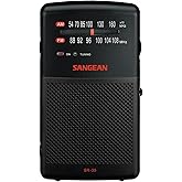 Sangean Radio analógica de bolsillo, SR-35 AM/FM, color negro