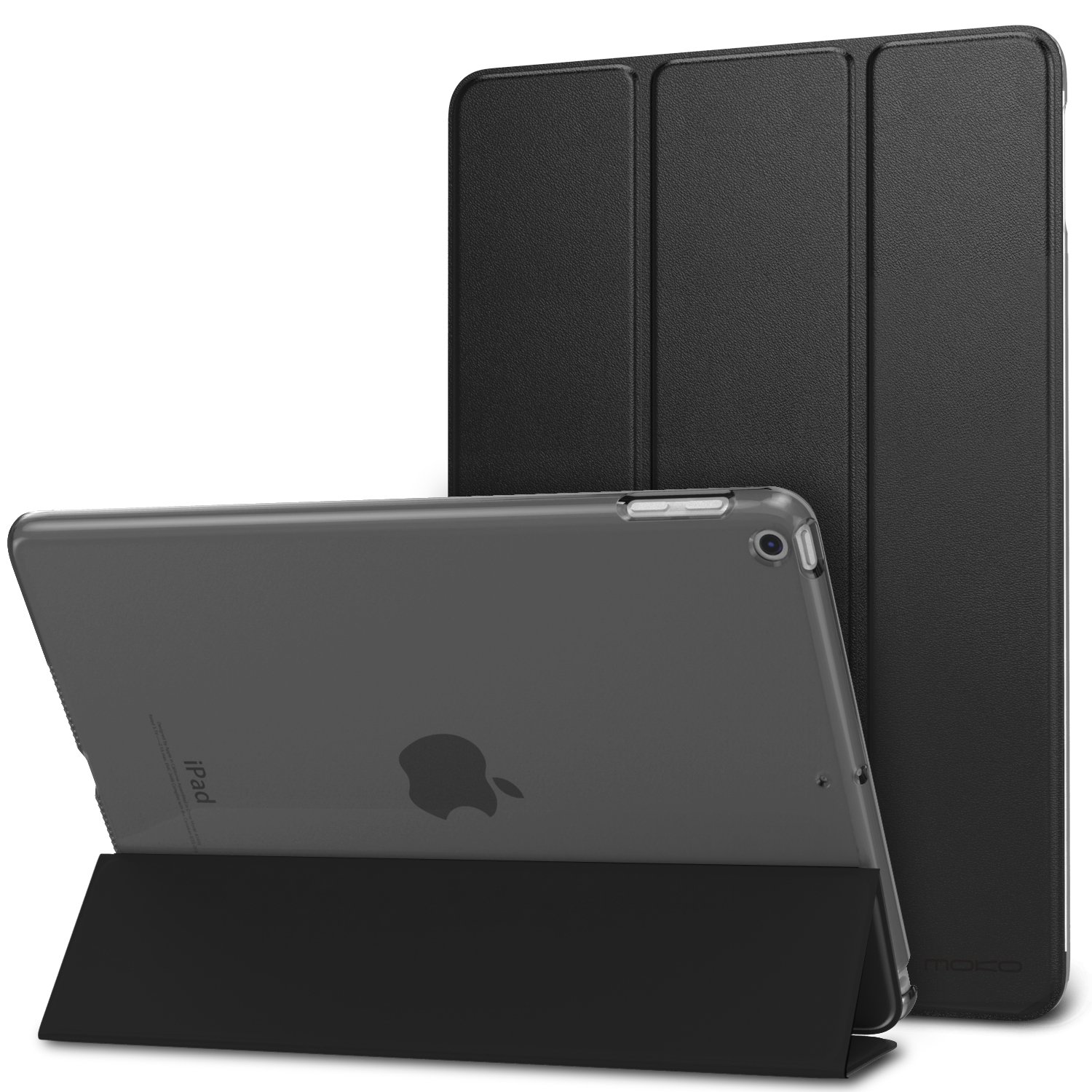 MoKo Case Fit 2018/2017 iPad 9.7 5th / 6th Generation - Slim Lightweight Smart Shell Stand Cover with Translucent Frosted Back Protector Fit Apple iPad 9.7 Inch 2018/2017, Black (Auto Wake/Sleep) — image 1