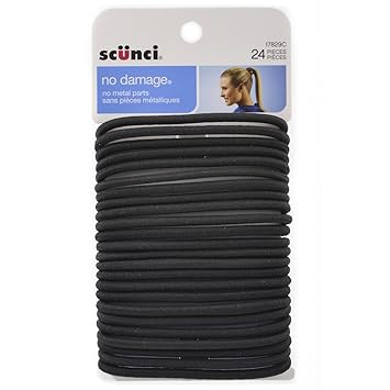 Amazon Com Scunci Thin Elastics Black 24 Ct Beauty