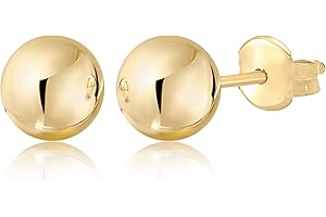 MASSETE Gold Ball Stud Earrings for Women and Girls | 10k, 14k | White Yellow or Rose Gold | 5mm -12mm | Nickel Free