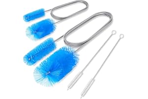 SARDVISA Flexible Long Drain Brush Tool with Large Double Elastic Nylon Ends, Stainless Steel Tube Cleaner Brush for Kitchen, Sink, Drain Pipe, and Long Pipe Cleaning, 2 Straw Cleaning Brushes