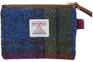 TAILORMAP Harris Tweed Mini Coin Purse Handmade Lipstick Bag Vintage British Portable Credit Card ID Wallet with YKK Zipper for Women men (Rainbow)