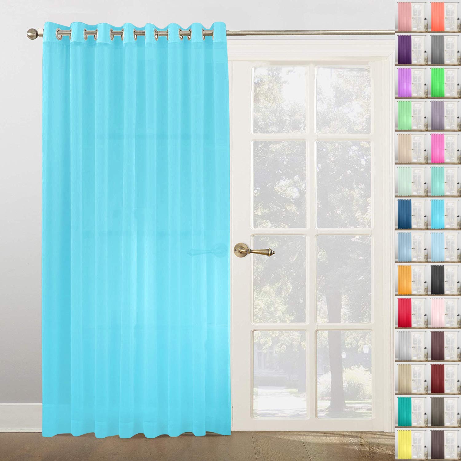 Megachest Woven Voile super wide metallic ring top Curtain 1 Panel (Angel Blue, 116" wide X 90" drop)