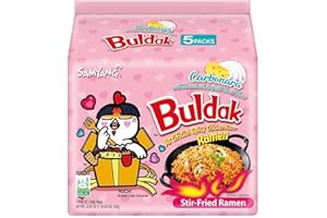 SAMYANG Buldak Spicy Ramen, Carbonara Hot Chicken Ramen, Korean Stir-Fried Instant Noodle, 5 Pack
