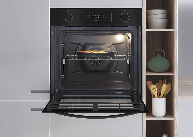 Idea FIDCP N625 L, Horno Multifunción, 70L, 2 Bandejas y 1 Rejilla, Ventilador Radial, Limpieza Aquactiva, Convección + Ventilador, 8 Funciones, Mandos Push&Pull, Puerta Doble Cristal, Negro