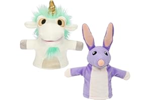 Bluey Unicorse & Bob Bilby Hand Puppet Plush 2-Pack – 8-9” Soft Deluxe Fabric, Embroidered Details, Perfect for Toddler Hands, Imaginative Play, Official Bluey Toys, Amazon Exclusive