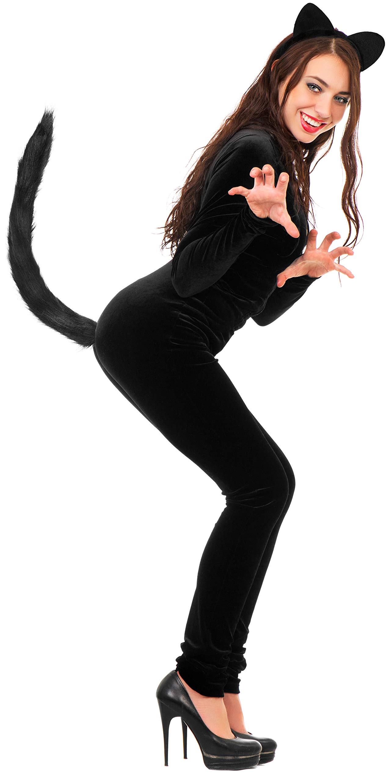 Balinco Cat Woman with Cat Ears Hairband + Cat Tail Costume for Ladies/Women and Girls for Carnival