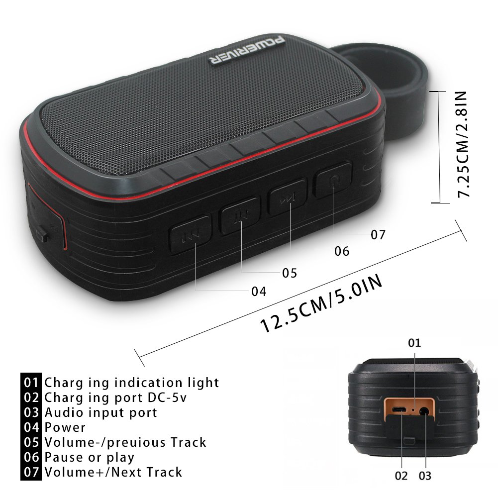 IPX6 Waterproof Bluetooth Speaker with Walkie Talkie, Three Channels Walkie-Talkie Function for Camping Hiking Hunting Travelling Communication Waterproof Bluetooth Speaker (2pcs Pack)