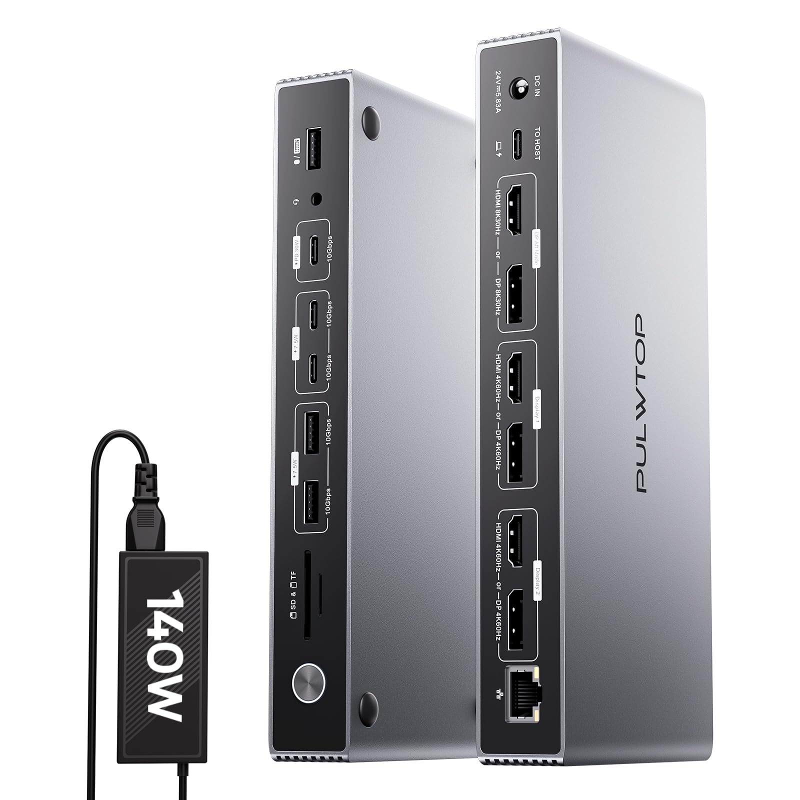 Photo 1 of Displaylink Docking Station, PULWTOP USB C DisplayLink Dock Triple Displays for MacBook M1/M2/M3/M4 Windows, 8K/4K@60Hz Displaylink Dock with 3HDMI, 3 Display Port, PD 30W,USB A/C 10Gbps, Ethernet