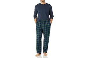 Amazon Essentials Mens Flannel Pant and Long-Sleeve T-Shirt Pajama Set