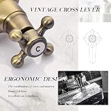 Peppermint Basin Pillar Taps Pair Antique Brushed Bronze Twin Bathroom Mixer view 4