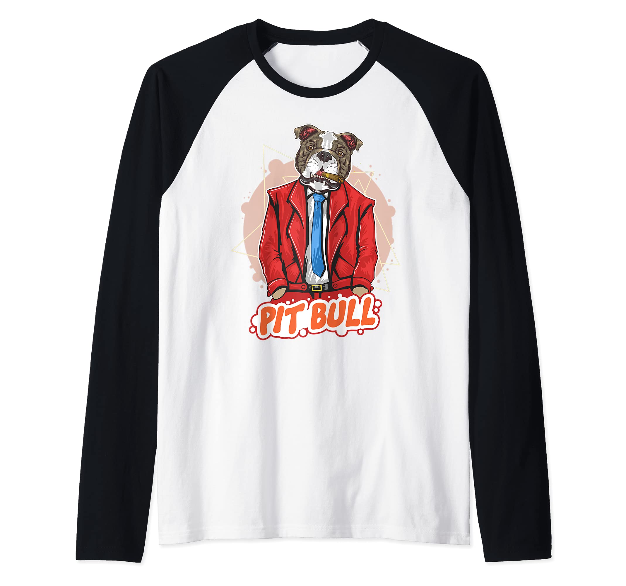 Handsome Pitbull Dog In A Suit And Tie Raglan Baseball Tee