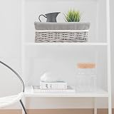 Woodluv Willow Wicker Storage Basket Medium Grey with Removable Liner view 4